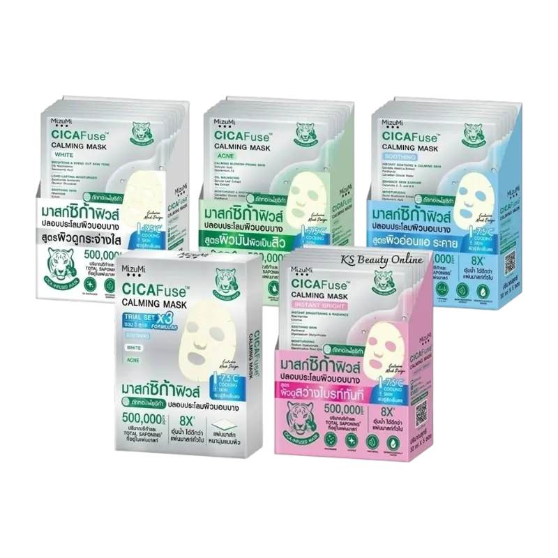 Mizumi Cicafuse Calming Mask Sheet Soothing Hydrating Acne Facial Care Value Box
